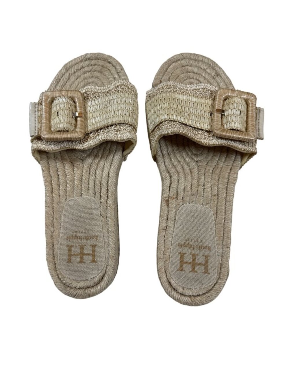 Haute Hippie Natural Woven Jute Buckle Sandals Womens Size 8M Beige